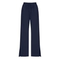 thumbnail image 4 of Womens Linen Pants Summer Drawstring Casual Side Split Lounge Pant 2026 Beach Travel Vacation with Pockets, 4 of 5