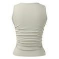 thumbnail image 6 of Women's Tank Top Sleeveless High Neck Ribbed Knitted Slim Fit Top Side Fold Basic T Shirt, 6 of 7