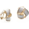 thumbnail image 4 of White Enamel Knot Clip on Earrings for Women Gold Plated Love Knot Earrings Non Pierced Resin Earrings Trendy Jewelry, 4 of 6