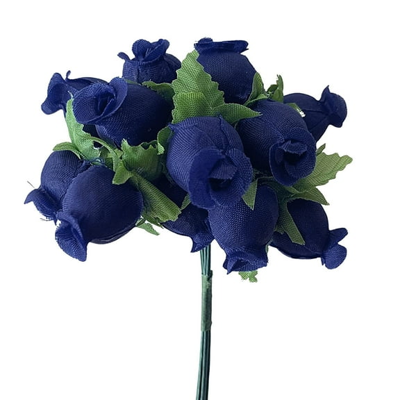 Royal Blue Artificial Silk Flower Roses - 12 Mini Bouquets of 12 Rosebuds, 144 Rosebuds Total, Wedding, Reception, Anniversary, Bridal Shower