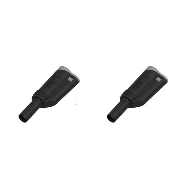 Riwesomey Enchufe tipo banana de 4MM, enchufes de linterna, chaqueta de acero, conector de apilamiento antiextracción, sonda de medición del Negro 2piezas