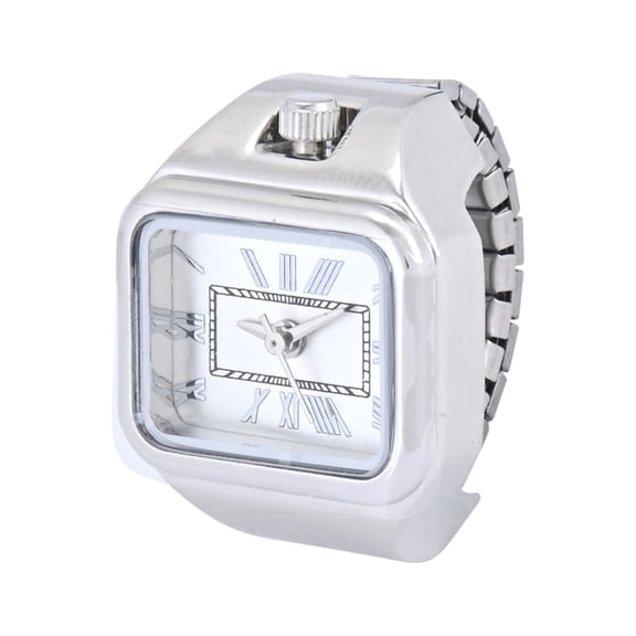 No Boundaries Adult Female Silvertone Square Case Ring Watch with Roman Numerals.