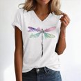 thumbnail image 2 of Paguaki T Shirts for Women Short Sleeve V Neck Fashion Casual Printed Graphic Dressy Casual Tee Shirt Top, 2 of 9
