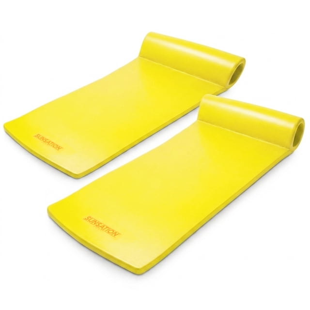TRC Recreation Sunsation 1.75" Thick Foam Pool Float Lounger w/ Headrest, 2 Pack, Yellow