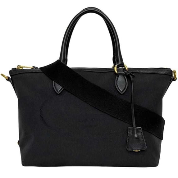 Pre-Owned Prada 2-way bag f-24800 Black NERO 1BA579 Jacquard canvas and leather 197/B... (Good)