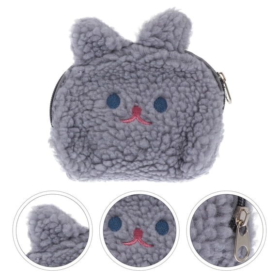 ELAYARD 1Pc Portable Grey Purse Rabbit Style Durable Change Storage Pouch for Everyday