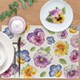 thumbnail image 5 of Spring Summer Floral Flower Placemats Set of 4, Watercolor Pansy Leaves Dining Place Mats Table Decor, Seasonal Home Kitchen Decoration 12 x 18 Inch, 5 of 6