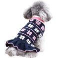 thumbnail image 1 of Suéter para perro, suéter pequeño de cuello alto para perro, vestido de punto, ropa cálida para perro, azul marino S JM, 1 of 5