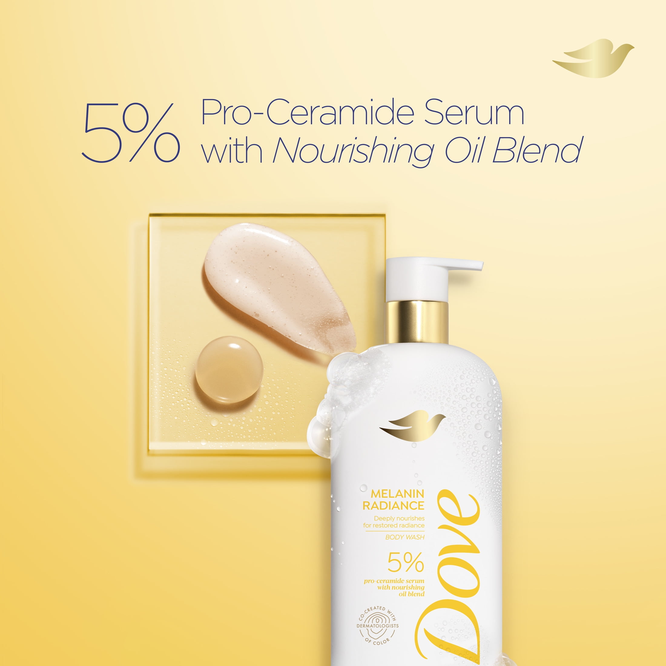 Dove Melanin Radiance Body Wash 5% Pro-Ceramide Serum with Nourishing Oil Blend All Skin, 18.5 oz