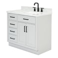 thumbnail image 5 of Ariel Hepburn 37 In. Right Offset Rectangle Sink Vanity With 1.5 In. Carrara White Countertop In Grey, 5 of 9