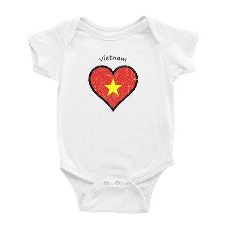 

Vietnam Flag Heart Love Funny Baby Bodysuit Boy Girl Clothes