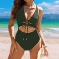 thumbnail image 3 of Women's One Piece Swimsuit Sexy Bikini with Padded Cups Wire Free Swimsuit for Beach Pool,Army Green,L, 3 of 8