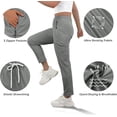 thumbnail image 4 of JWD Women's Quick Dry Stretch Athletic Pants Breathable Comfy Hiking Pants with Zipper Pockets Light Gray S, 4 of 6