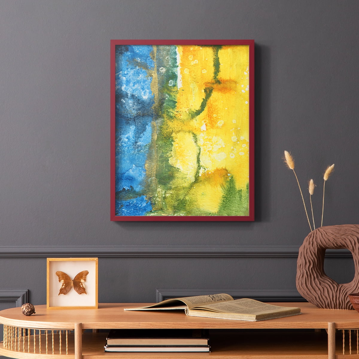 Aquatic Energy I Framed Print in Red Solid Wood Framed Print No Nail Hanging