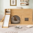 thumbnail image 3 of Euroco Full Size Loft Bed with Shelves and Ladder, Low Profile Wood Bed with Door and Window Design, Natural, 3 of 13