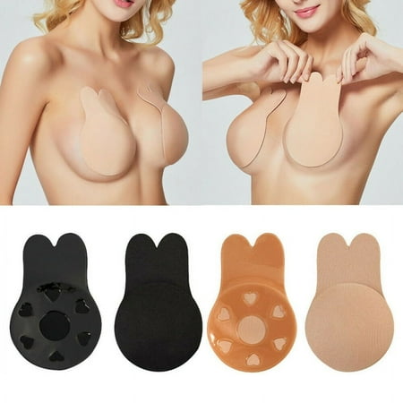 New Bunny ear shape nipple sticker for Women  Breast Petals Lift Nipple Covers Adhesive Strapless Backless bra Stick on Bra for women s(Beige/S)