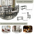 thumbnail image 6 of HANSHE 6 Piece Counter Height Dining Table Set, Modern Farmhouse Dining Table Set with Bottom Shelf, Wooden Counter Height Dining Set with Bench and 4 Chairs for Dining Room Apartment, Gray, 6 of 10