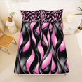thumbnail image 4 of Manfei Black Pink Bed Sheets, Gradient Wave Striped Fuul Size Sheets, Black Reversible 4-Piece1 Flat Sheet + 1 Fitted Sheet + 2 Pillowcases, 4 of 6