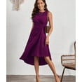 thumbnail image 5 of Women's Summer Dresses Sleeveless Ruched Waist A Line High Low Midi Cocktail Dress, 5 of 7