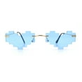 thumbnail image 5 of Retro Dazed Cute Nifty Pixel Heart Rimless Sunglasses Gold - Blue, 5 of 8