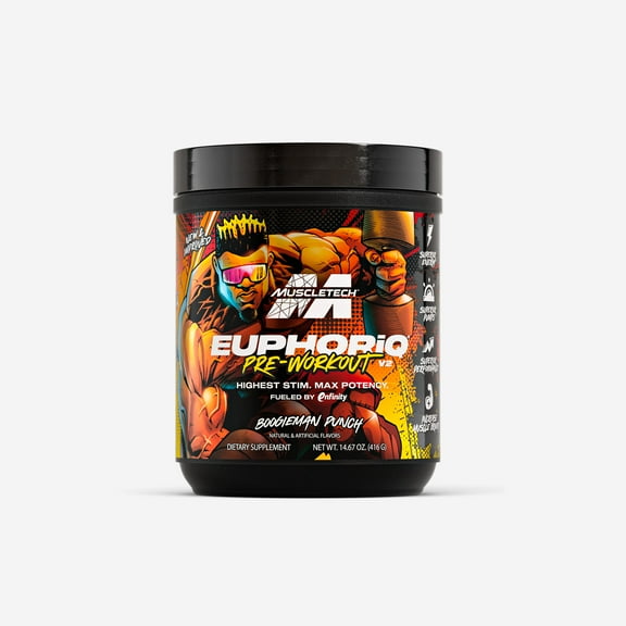 MuscleTech EuphoriQ Preworkout Powder and Energy Support, Boogieman Punch