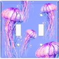thumbnail image 2 of Metal Light Switch Wall Plate Outlet Cover (Ocean Jellyfish Light Purple - Double Toggle), 2 of 2