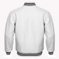 thumbnail image 3 of HIDE CRAFTS Men and Women Varsity Baseball College Lettermen Retro Bomber Classic Solid White All Wool Jacket with Black Trimming (US, Alpha, 3X-Large, Regular, Regular, White), 3 of 4