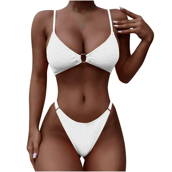 Two Piece Bikini Sets for Women Ring Swimsuit Backless Triangle Bikini Low Waisted Cheeky Thong Bikini Bathing Suits Clearance Sale Items Cheapeast On Sale