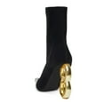 thumbnail image 3 of FSJ Women Classic Square Closed Toe Ankle Boots Gold Metal Chain High Heel Cap Toe Side Zipper Mid Calf Short Booties Sexy Dress Shoes Size 16 Black, 3 of 4