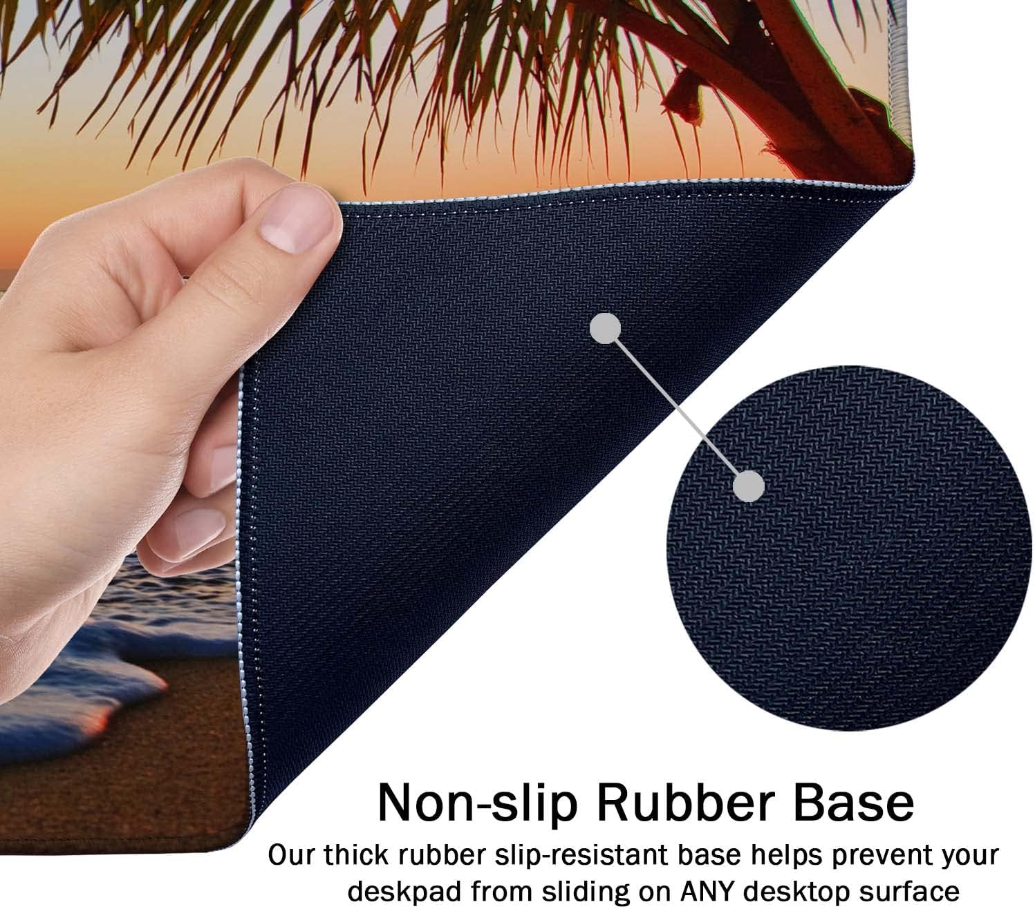 Extended Gaming Mouse Pad - Non-Slip Water-Resistant Rubber Base Computer Keyboard Mouse Mat, 35.4 x 15.7-inch XX-Large Desk Mat, Ideal Partner for Work & Game, Pacific Sunrise at Lanikai Beach