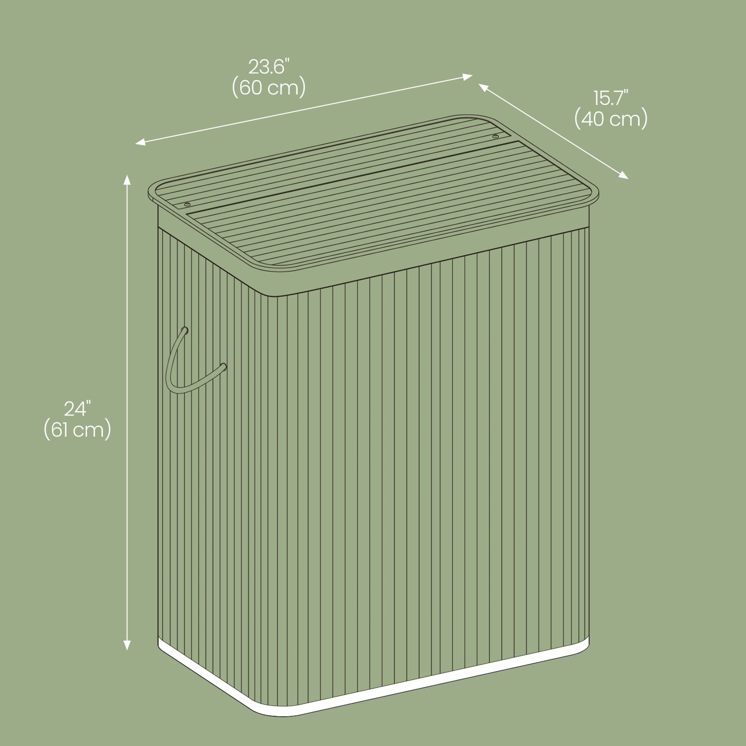 LEDREM Laundry Hamper 3-Section, 39.6 Gallons Bamboo Laundry Basket with Lid, Foldable Removable Washable Liner,White