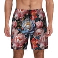 thumbnail image 2 of Picia Rose Flowers pattern Mens Swim Trunks with Compression Liner Stretch Beach Shorts Quick Dry with Zipper Pockets No-Chafing Board Shorts-Large, 2 of 9