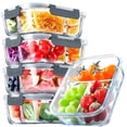 thumbnail image 1 of VERONES 5 Pack Glass Meal Prep Containers 3 Compartment Set, 36OZ Airtight Glass Lunch Containers, Glass Food Storage Containers with Lids, for Micro, 1 of 7