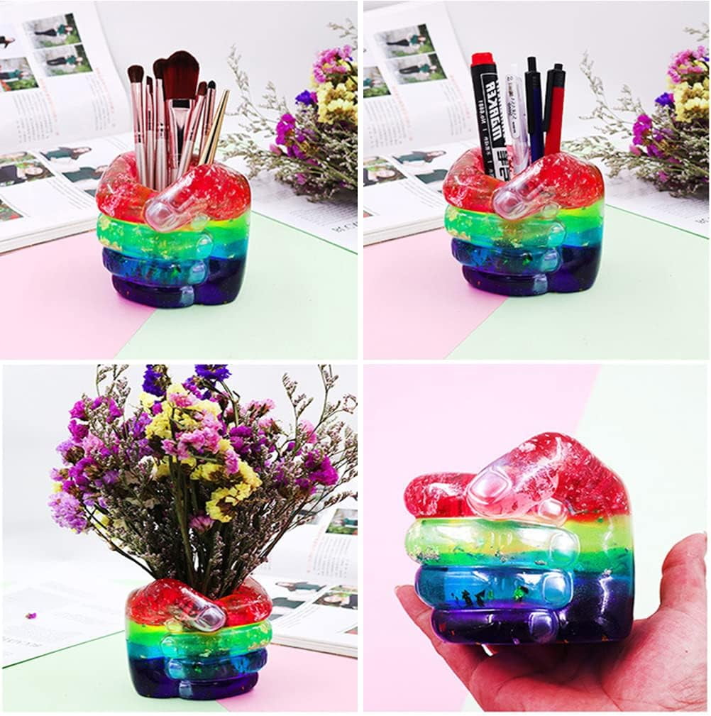 ABCISI Hand Shape Resin Mold, Flower Pots Silicone Mold for Concrete, Fist Epoxy Mold for Jewelry Container Pen Holder Plant Pot, Home Decor (Right Fist)
