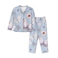 thumbnail image 1 of Fotbe Blue Butterfly Conjunto de Pijama de Manga Larga para Mujer con Estampado, Ropa de Dormir de 2 Piezas, Conjunto de Casa Suave y Cómodo con Bolsillos-Small, 1 of 7