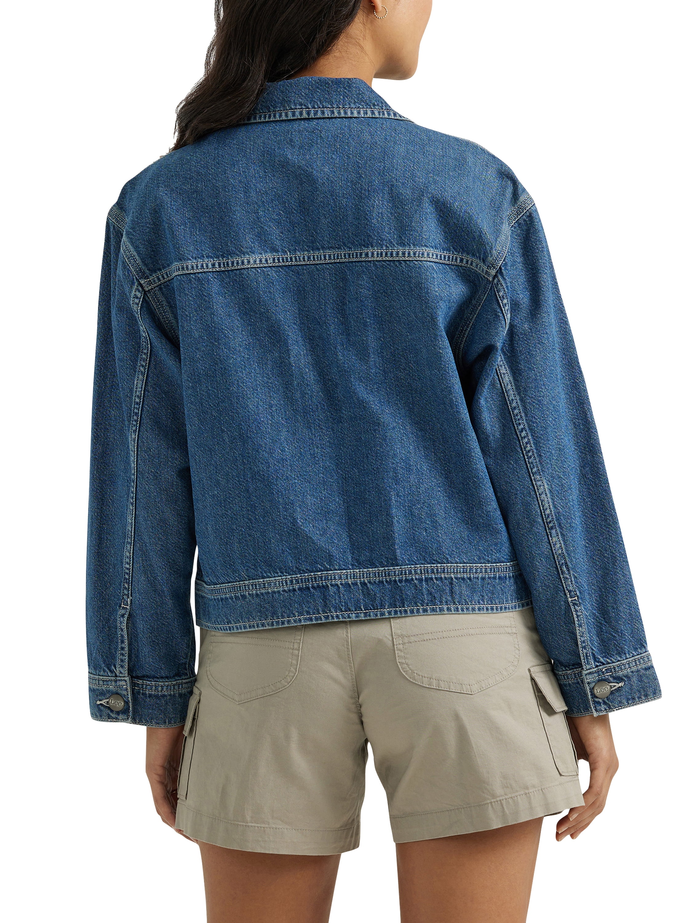 ジャケット・アウター Lee Short Denim Jacket Black XS Free Shipping! Lee Women's Cropped Chore Denim Jacket, Loose
