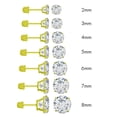 thumbnail image 3 of 14K Solid Gold Round Stud Earrings Screwback Cubic Zirconia CZ, 3 of 3