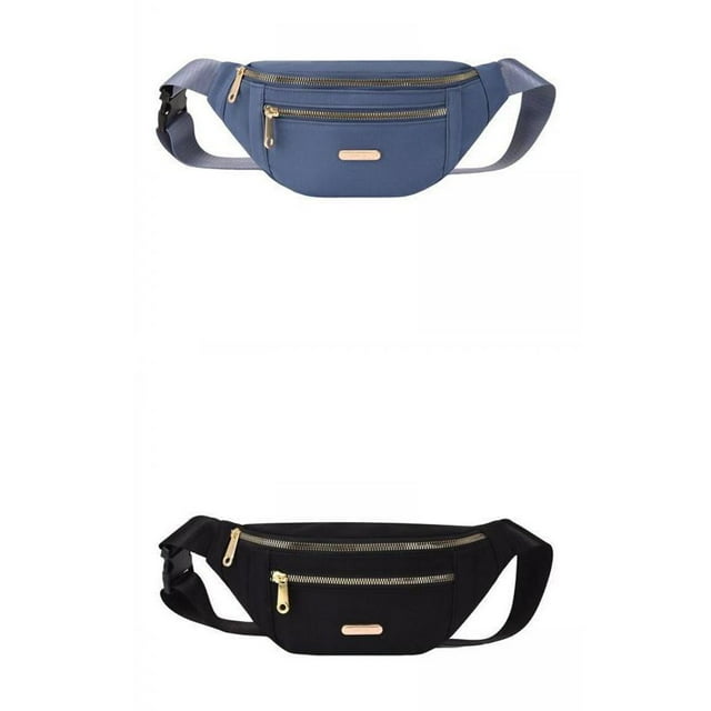 Riñonera de 2 unidades para viajes, senderismo, ciclismo, festivales, azul y negro Azul negro