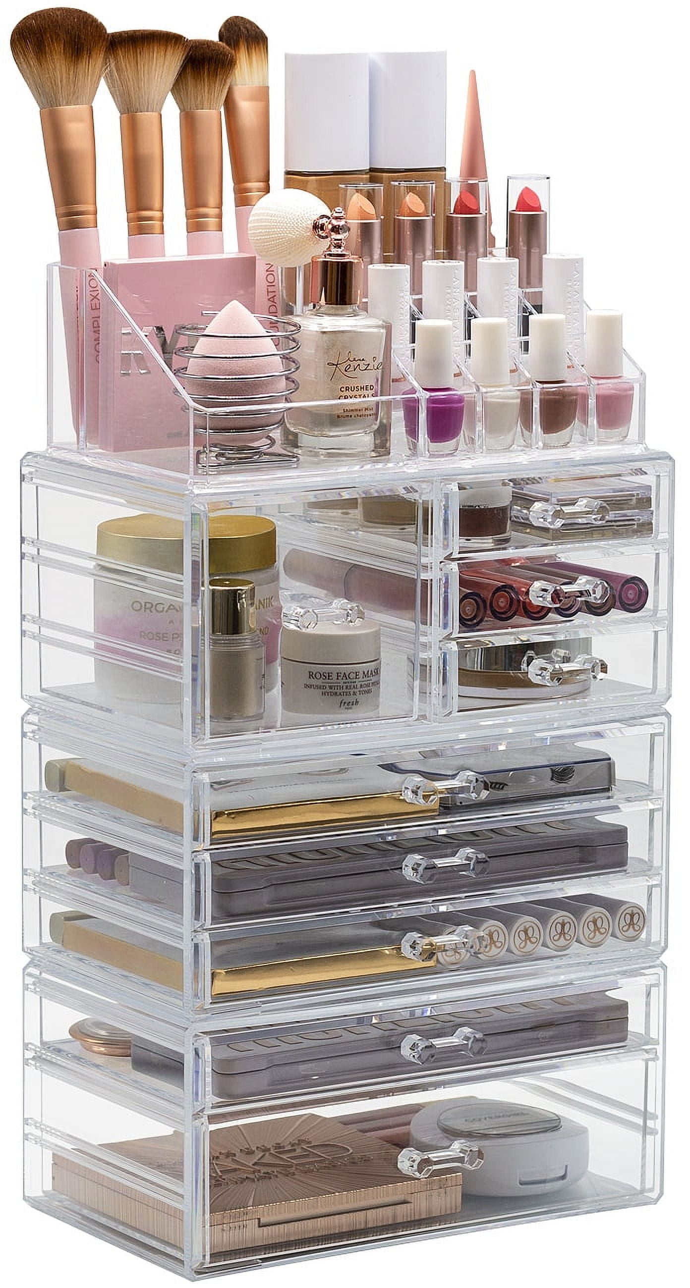 Sorbus Acrylic Makeup Organizer Case - Big Clear Makeup Organizer For  Vanity, Bathroom, College Dorm, Closet, Desk : Target
