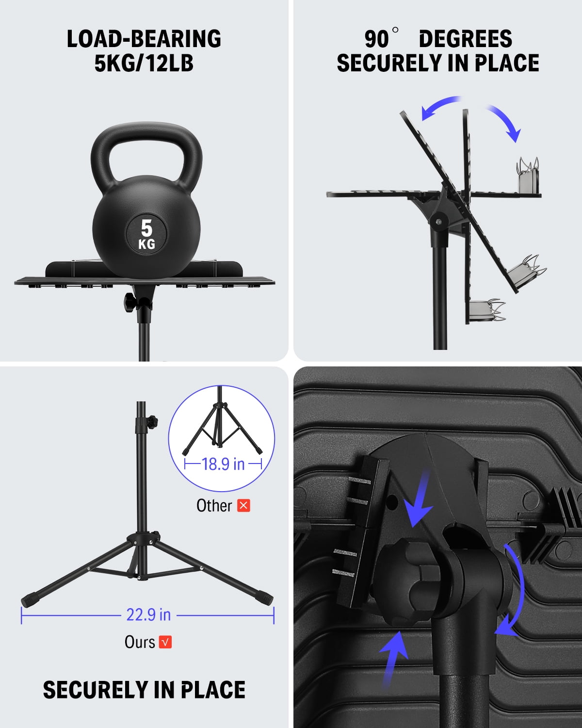 Donner Sheet Music Stand with Detachable Hanger for Guitar, Ukulele, Violin, Portable Metal Music Stand with Light