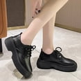 thumbnail image 5 of KIJBLAE Women's Shoes Platform Loafers Chunky Heel Lace Up Oxfords Round Toe Brogues Non-Slip Flats Creepers Black 38, 5 of 7