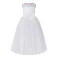 thumbnail image 2 of Ekidsbridal White Lace Tulle Keyhole Back Girl Dresses with Colored Sash Wedding Pageant Junior Bridesmaid 178T 8, 2 of 3