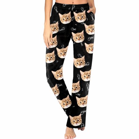 

Xinqinghao Lounge Pants Women Pajama Pants With Pockets Printed Comfy Regular Pants Cargo Pants Black XXL