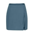 thumbnail image 6 of Stamzod Plaid Skirts for Women Solid Color Summer A-Line Split Pencil Skirt Casual Corduroy Mini Skorts for Woman Blue S, 6 of 8