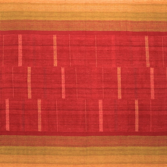 Ahgly Company Indoor Square Abstract Orange Contemporary Area Rugs, 8' Square