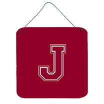Caroline's Treasures Letter J Initial Monogram-Maroon and White Wall or Door Hanging Prints, 6 x 6", Multicolor