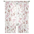 thumbnail image 7 of Sheer Curtains 72 inches Long, Vintage Farmhouse Flower Leaves Red Watercolor Style Light Filtering Sheer Window Curtains Rod Pocket Voile Drapes for Bedroom Living Room, 52"W x 72"L 2 Panels, 7 of 7
