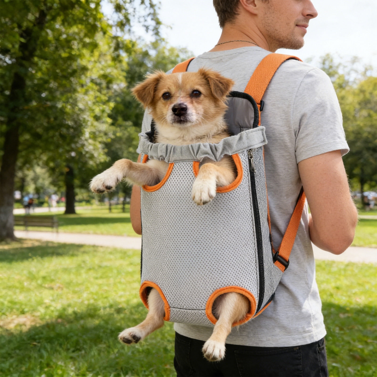 Lunxisen 1 Pcs Breathable Pet Backpack Carrier Mesh Ventilation Outdoor Travel Hiking Portable Dog Cat Carrier Bag(M)