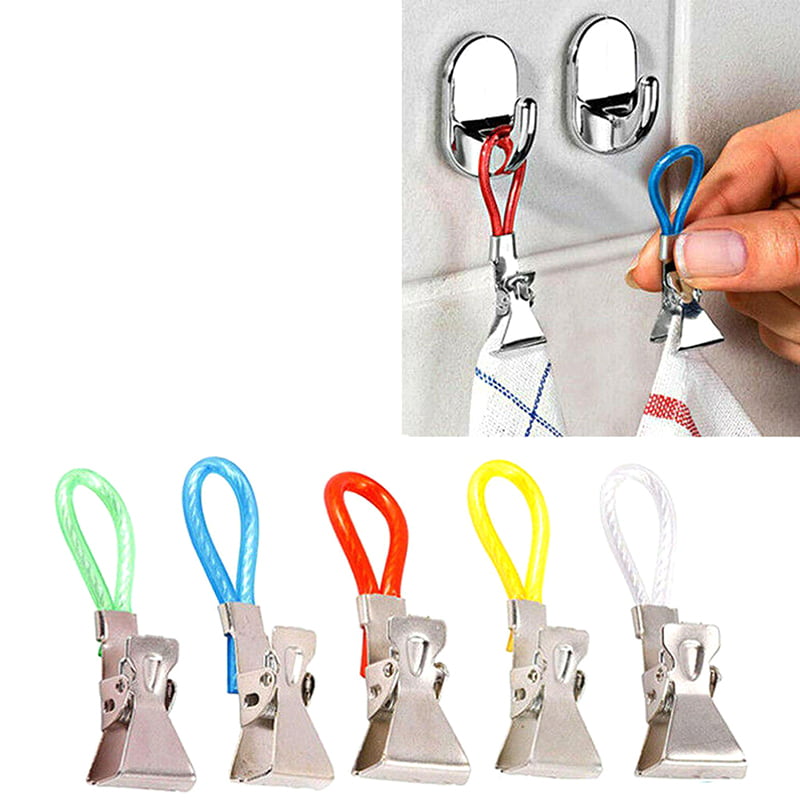 5 pcs Tea Towel Hanging Loops Clips Kitchen Towel Hanger Holder Chef-Aid Clips