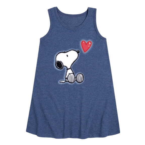 Peanuts - Snoopy Heart -Toddler And Youth Girls Short Sleeve Aline Dress